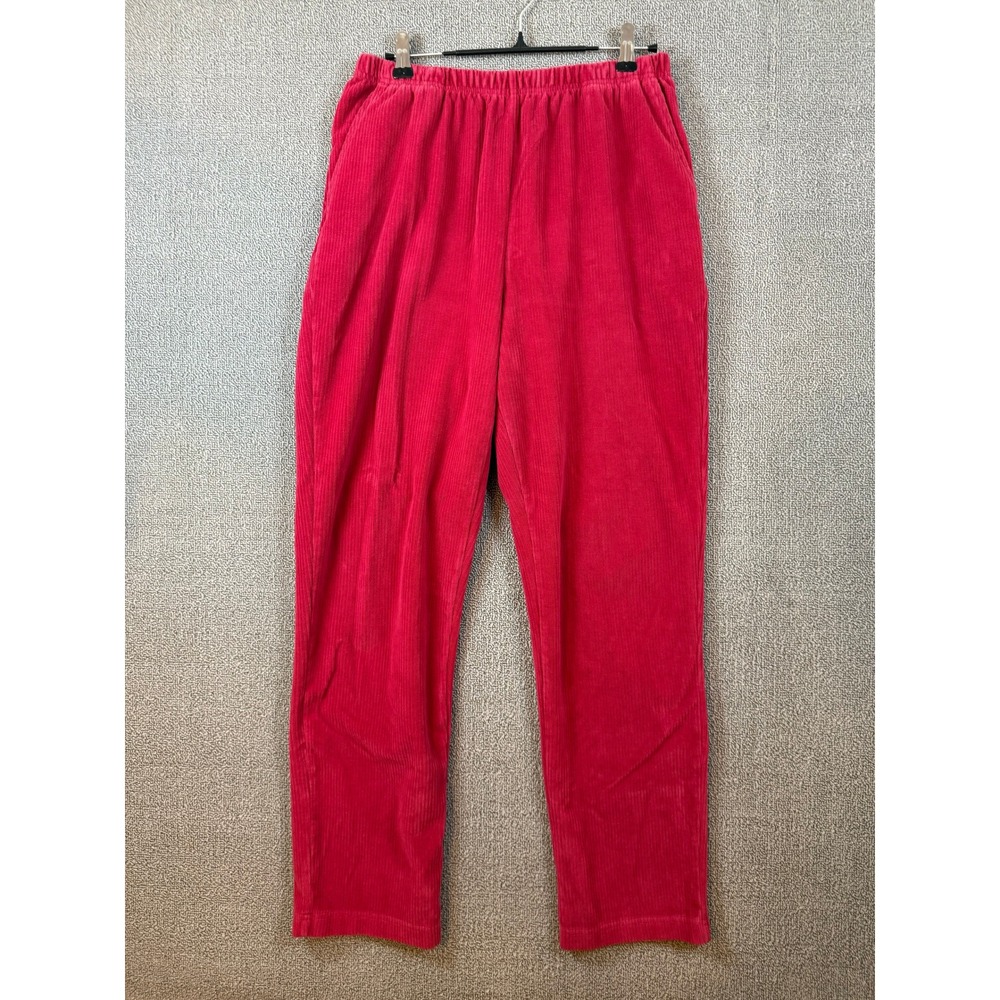 Blair Corduroy Pants Womens Medium Red Excellent Elastic Waist Straight Leg